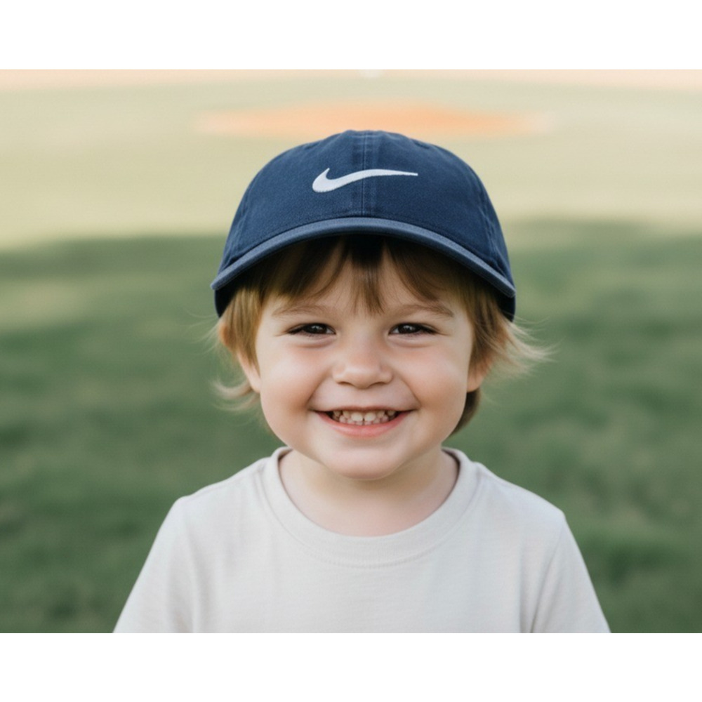 Nike Club Cap Kids Toddler Swoosh Adjustable Hat Obsidian White 2-4T New - Picture 3 of 11